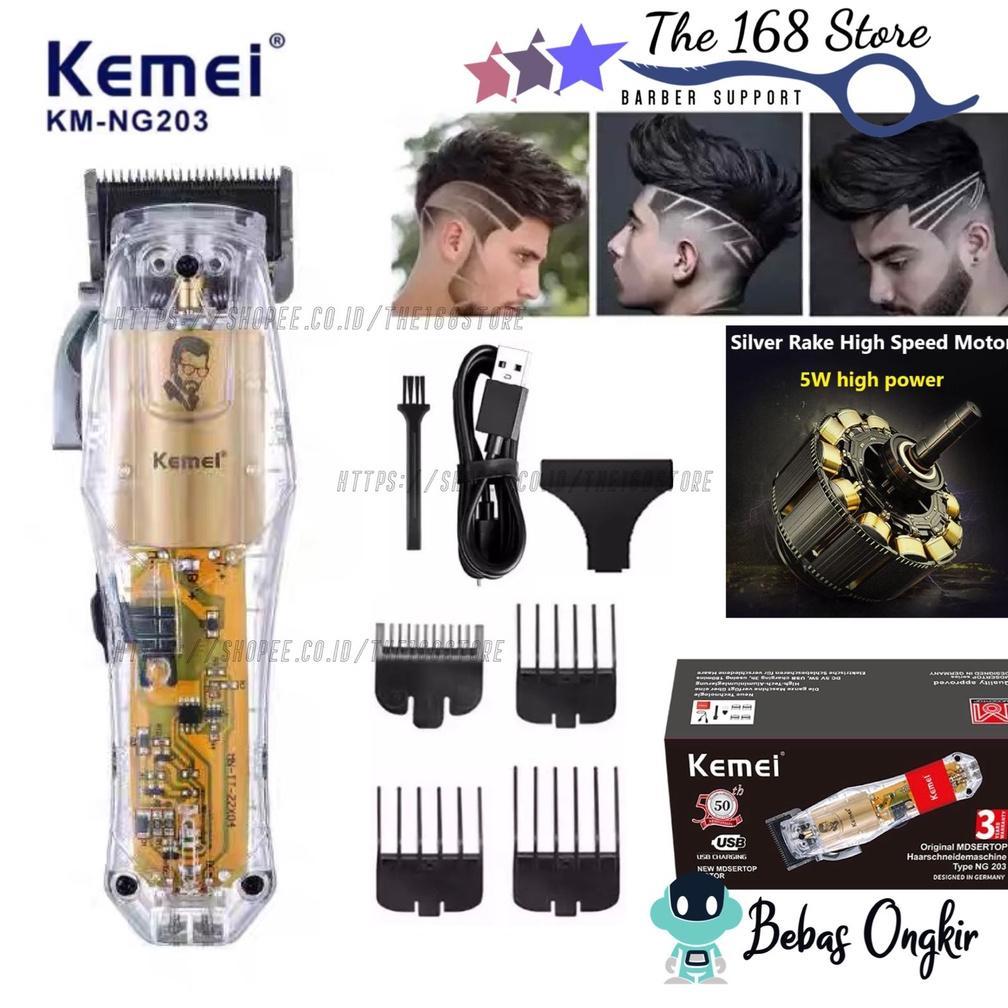 ALAT CUKUR RAMBUT KEMEI KM NG203 HAIR CLIPPER PROFESSIONAL TURBO FULL TRANSPARANT CUKURAN KM NG 203