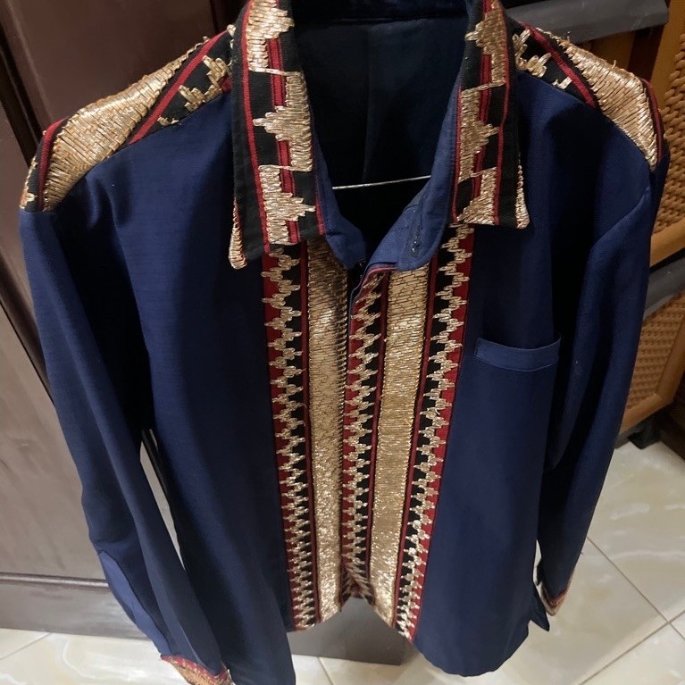 kemeja tapis laki laki navy preloved ukuran M