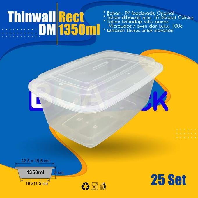Promo Thinwall Dm 1850 Ml Rectangle ( Panjang ) @25 Set