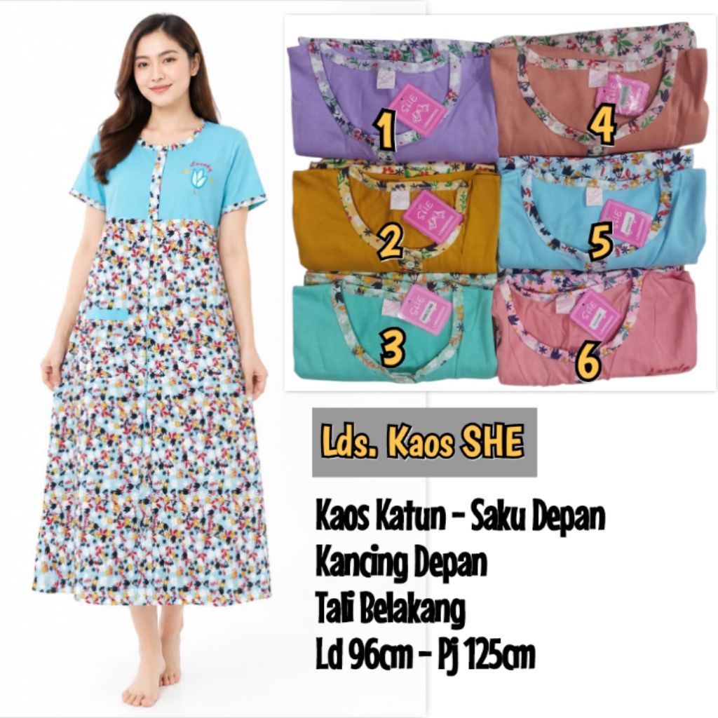 Daster Kaos Panjang Sematakaki Lengan Pendek, Long dress Klok Busui