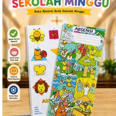 BUKU ABSENSI ANAK SEKOLAH MINGGU CERIA VARIAN WARNA LUCU