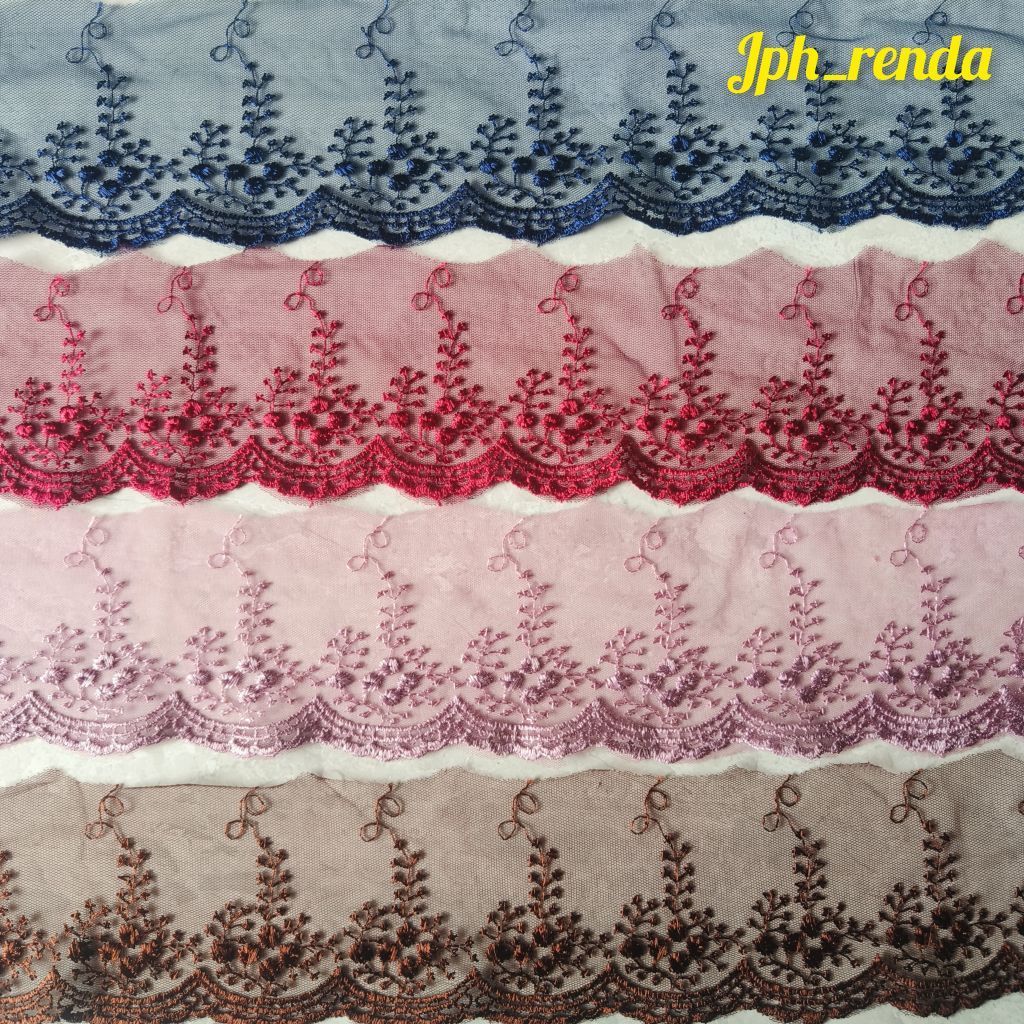 Renda tile lebar 10cm, renda tulle, renda bordir/air