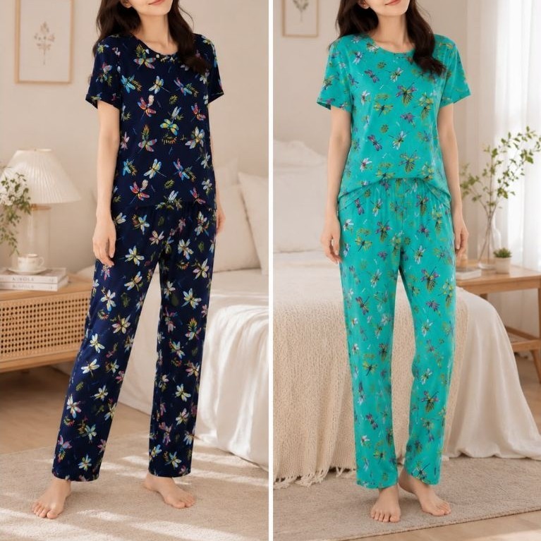 Setelan Yeong Gi Size XXL Rayon lengan pendek celana panjang