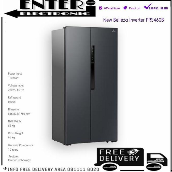 Allthebest- POLYTRON PRS460B - LEMARI ES SIDE BY SIDE INVERTER 450L PRS 460 460B
