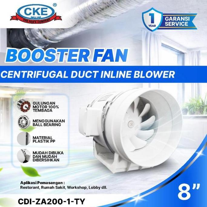 Allthebest- CKE Inline Duct Fan Plastik 8 Inch Kipas Booster Ventilasi Fan