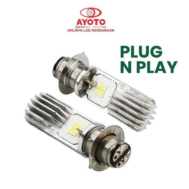 Promo LAMPU LED MOTOR AYOTO M2B H6 HI LO 1500LM 4 CHIP CAHAYA TERANG FOKUS KUNING PUTIH MOTOR BEBEK 