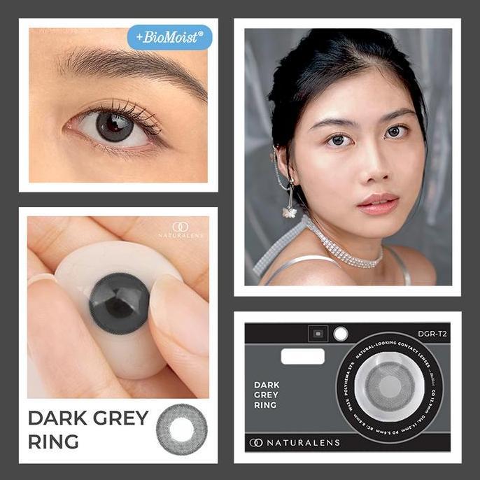 Haznabeauty- Softlens Abu Tua Dengan Ring Naturalens Dark Grey Ring Biomoist (0 Sd -10) Lens Diamete