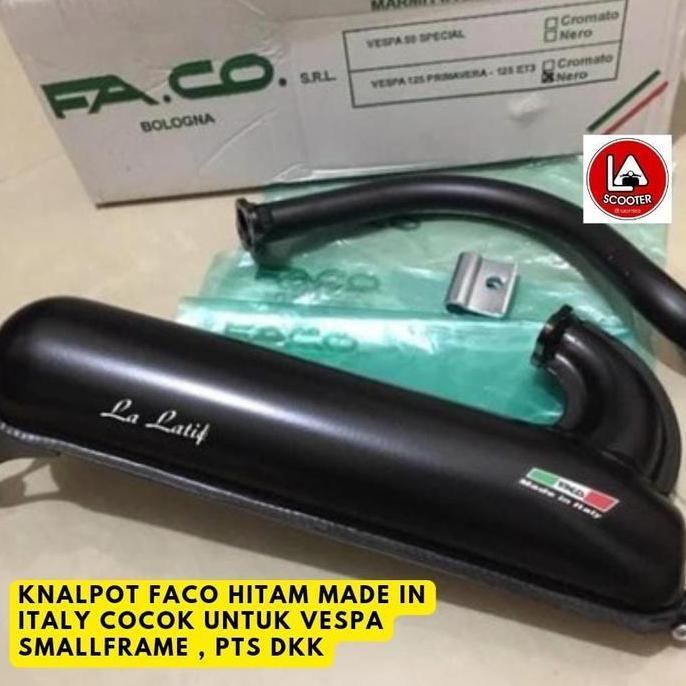 * KNALPOT FACO (HITAM) UTK VESPA SMALLFRAME PTS DKK //