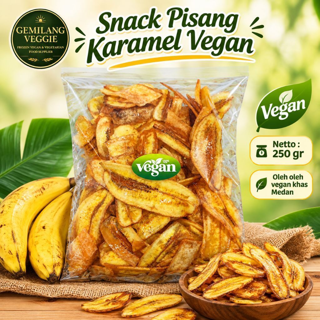 Snack pisang karamel vegan