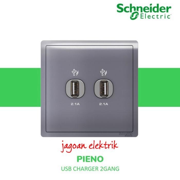 2 Gang USB Pieno Lavender Silver Schneider E8232USB_LS