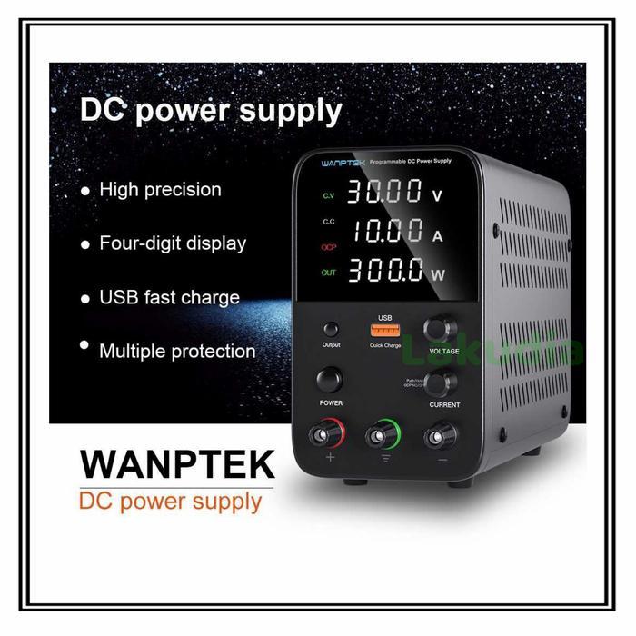 Wanptek Adjustable DC Power Supply 30V 10A Aluminium Laptop