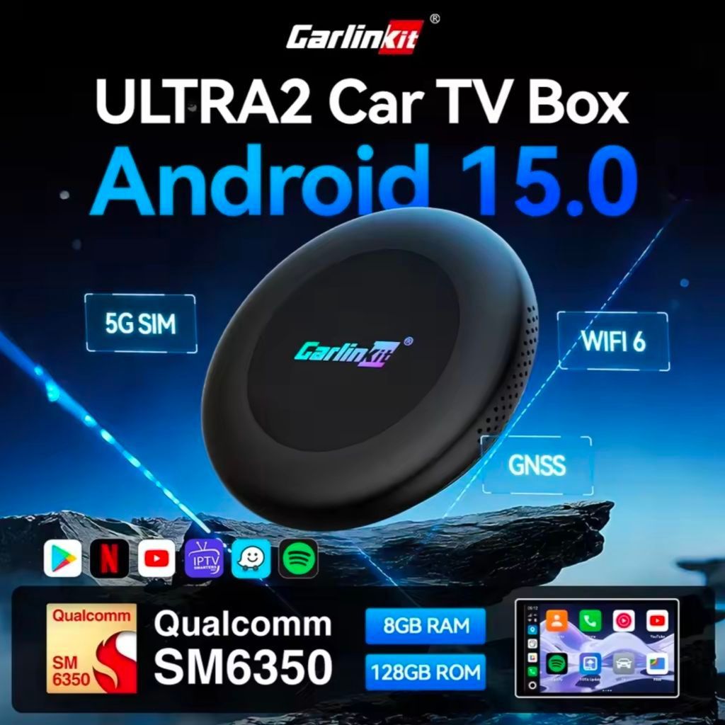 Carlinkit Tbox Ultra 2 SM6350 5G  Android OS 15 Wireless Carplay Android Auto, Car Streaming Box 8+1