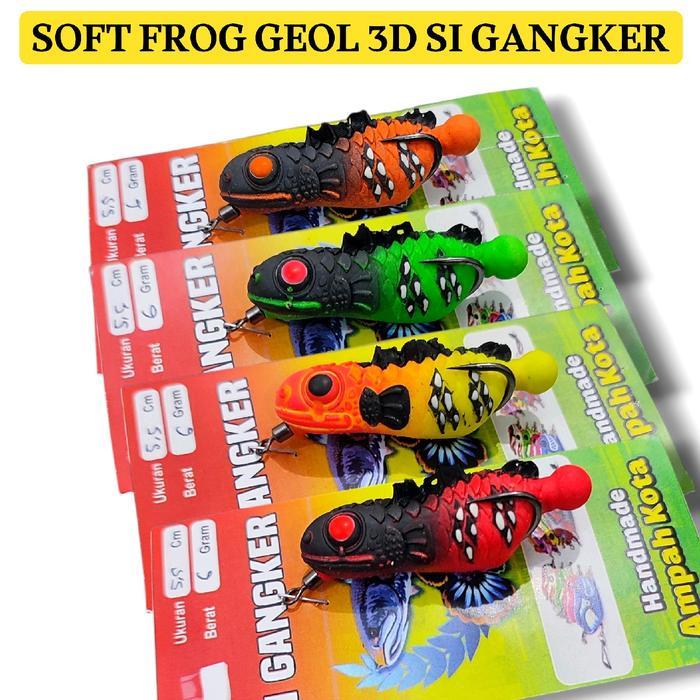 SOFT FROG GEOL 3D SI GANGKER. lure casting gabus. umpan casting gabus. sofrog - putih