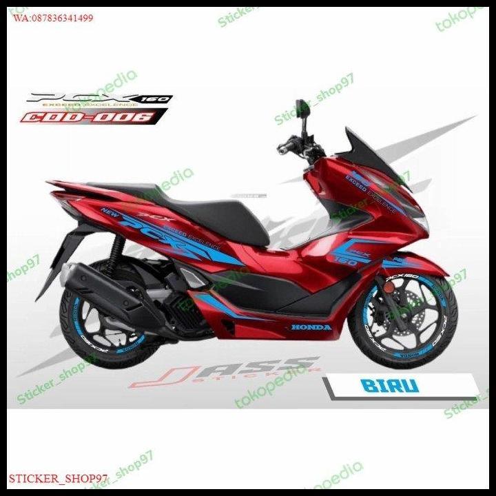 DISKON STICKER CUTTING NEW PCX 160 BODY MERAH STICKER BIRU STICKER BIRU +VELG 