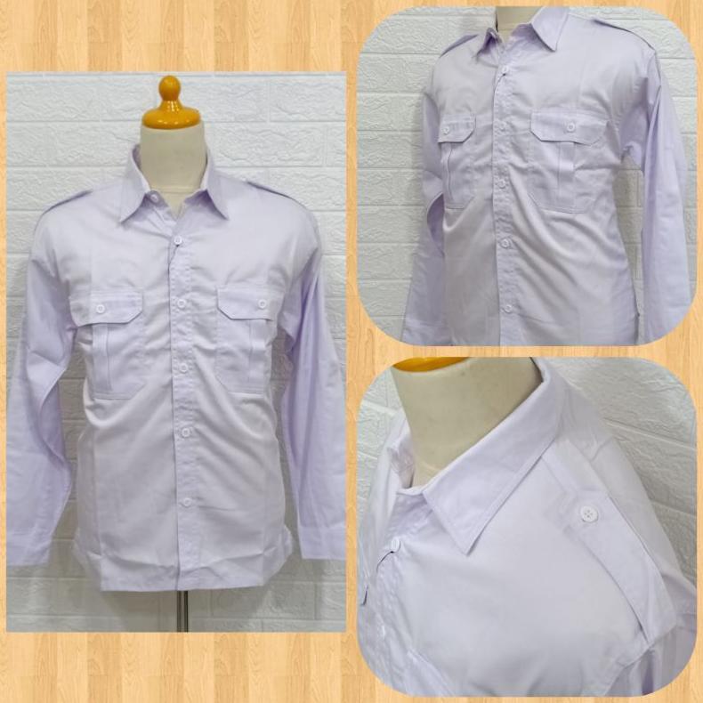 Cash Back Enzino Kameja Pdh Pdl Pns Putih Hitam Pria Lengan Panjang Baju Kerja Kantor Outdoor Bahan 