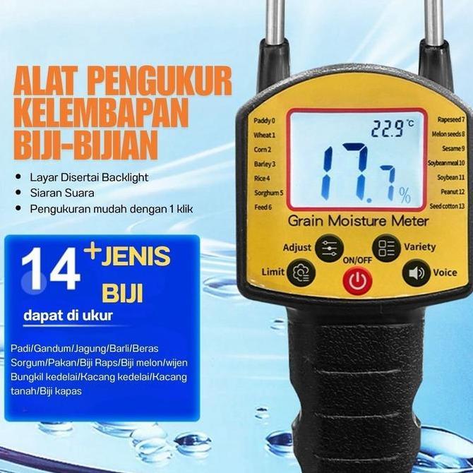 Grain Moisture Meter Pengukur Alat Kadar Air Tester Biji Jagung Beras Padi Digital Ukur Kelembaban