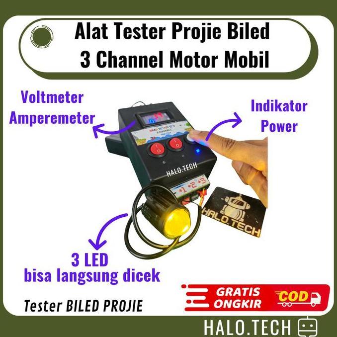 Alat Tes Lampu Tester Lampu Motor Mobil Biled Projie Bohlam Led Halogen 3 Channel