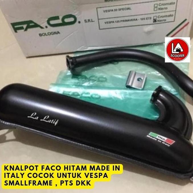 * KNALPOT FACO (HITAM) UTK VESPA SMALLFRAME PTS DKK *