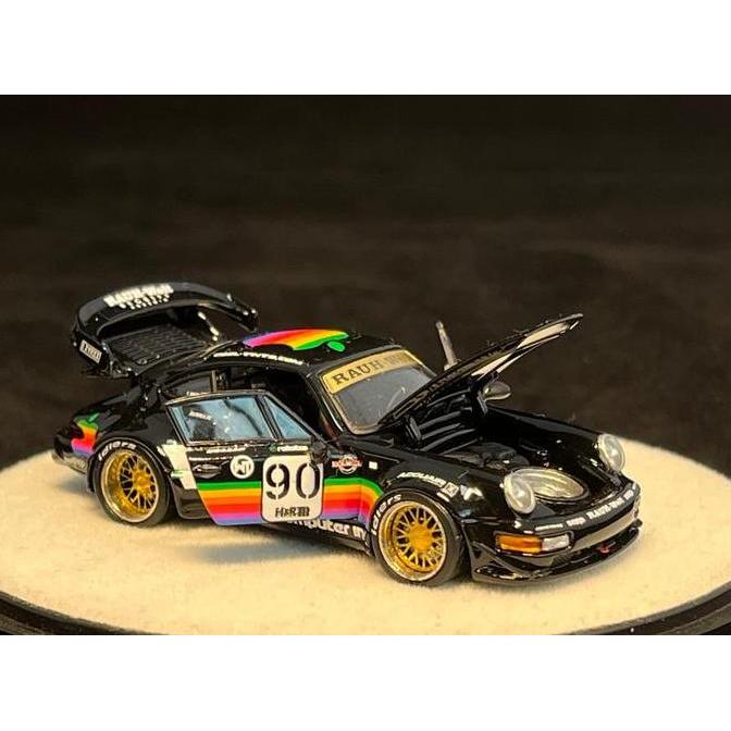 PGM 1/64 RWB 964 Black Apple Exclusive Box Diecast Mobil Mainan Miniatur