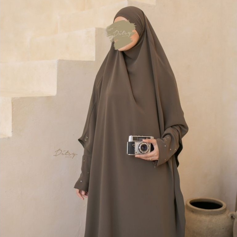 Ditsy Khimar FK SHAHINA warna carafe size long bahan mina