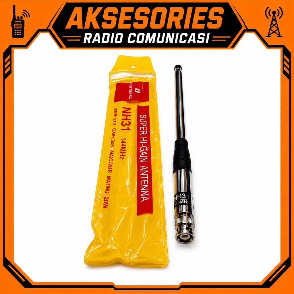Antena NH31 BNC VHF Untuk HT Icom Alinco Teleskopik 20W 130cm 3dB Single Coil