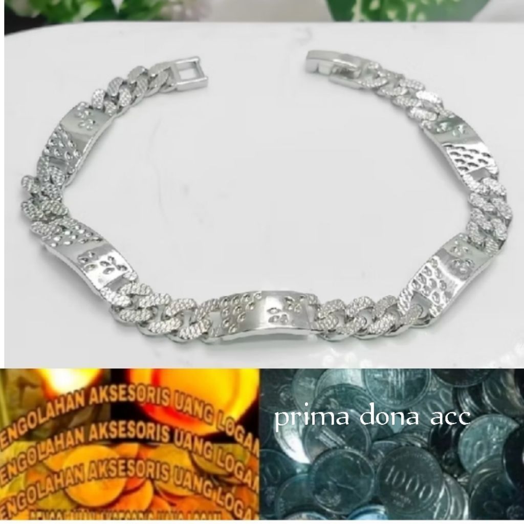 Gelang koin perak motif sisik naga  trend