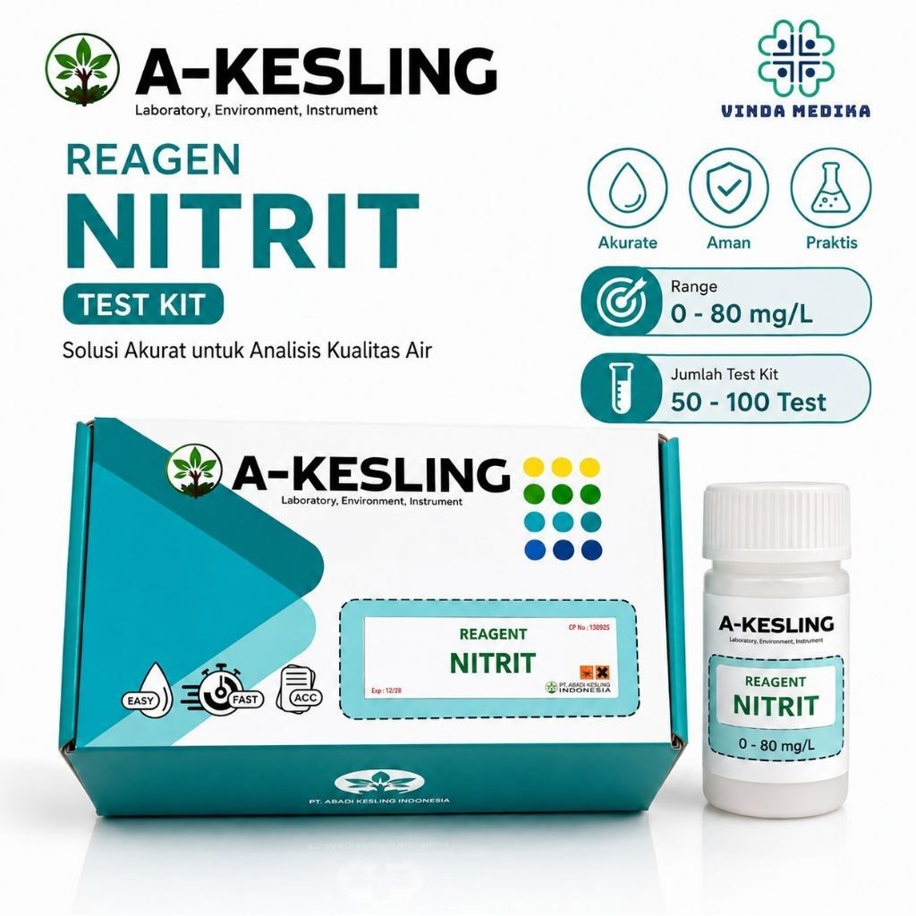A-KESLING Reagen Nitrit Test Kit 0–80 mg/L | Alat Uji Nitrit Kualitas Air | Water Test Kit Nitrit