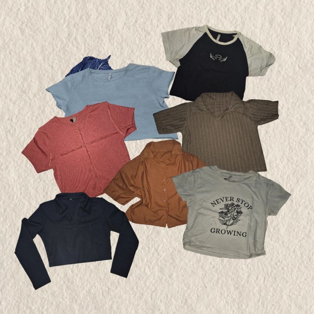 PRELOVED croptop color box & kaos kemeja crop