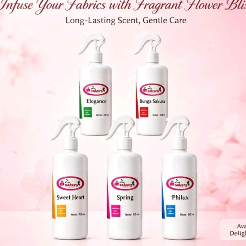 Dz Sakura Parfum Laundry Pelicin & Penghrum Pakaian Spray Botol Aroma Spring Philux Bunga Sakura Ele