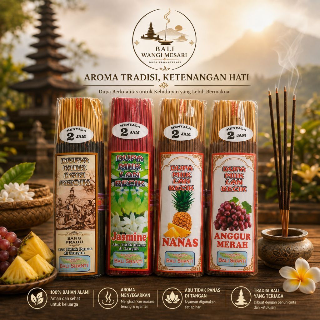 DUPA MIIK LAN BECIK / Insence Stick "BALI Shanti", Dupa Aromaterapi 900gram