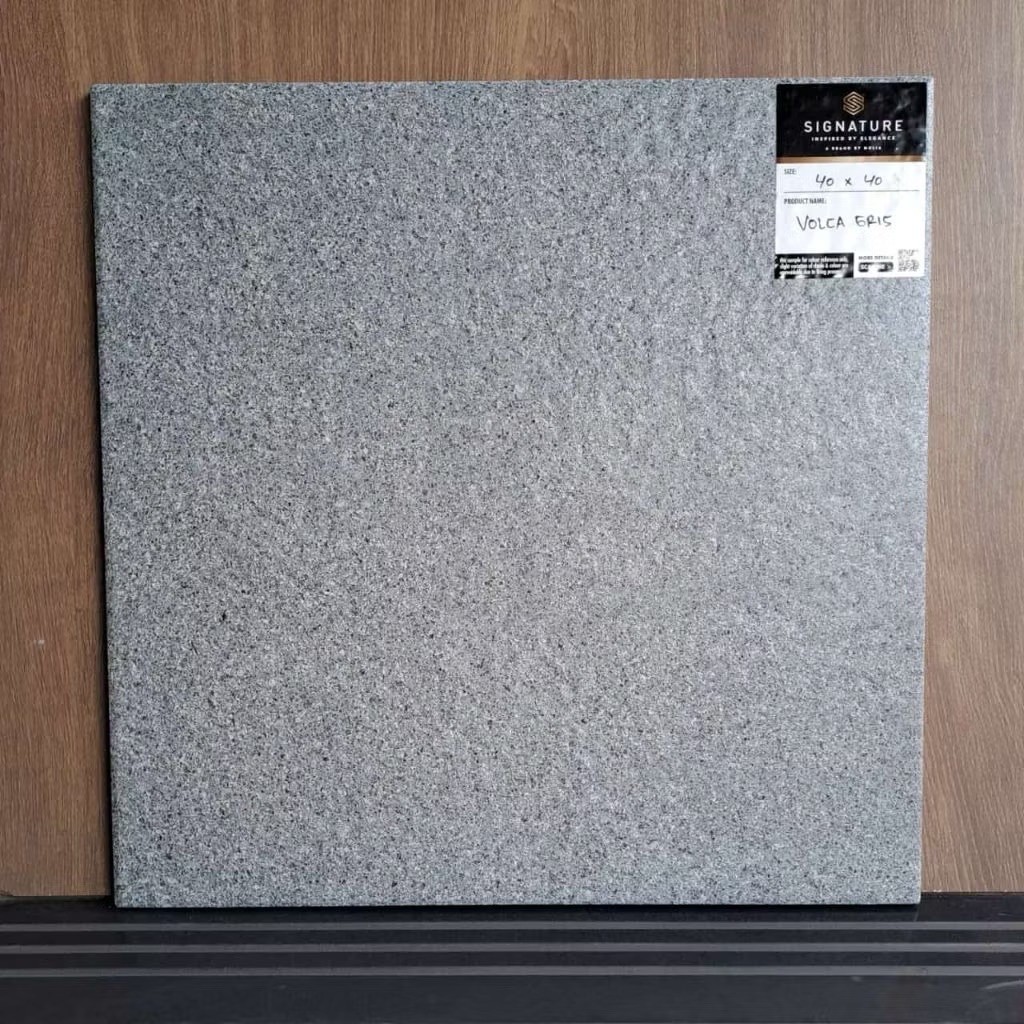 Keramik Teras 40x40 cm Volca Griss Kasar Matt Brand Mulia Signature