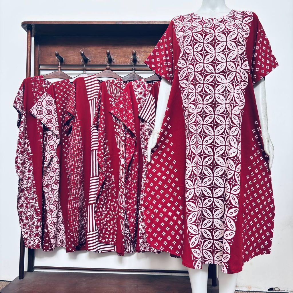BATIK AIS Daster Lowo Jumbo Rayon Premium motif Non busui Merah Putih