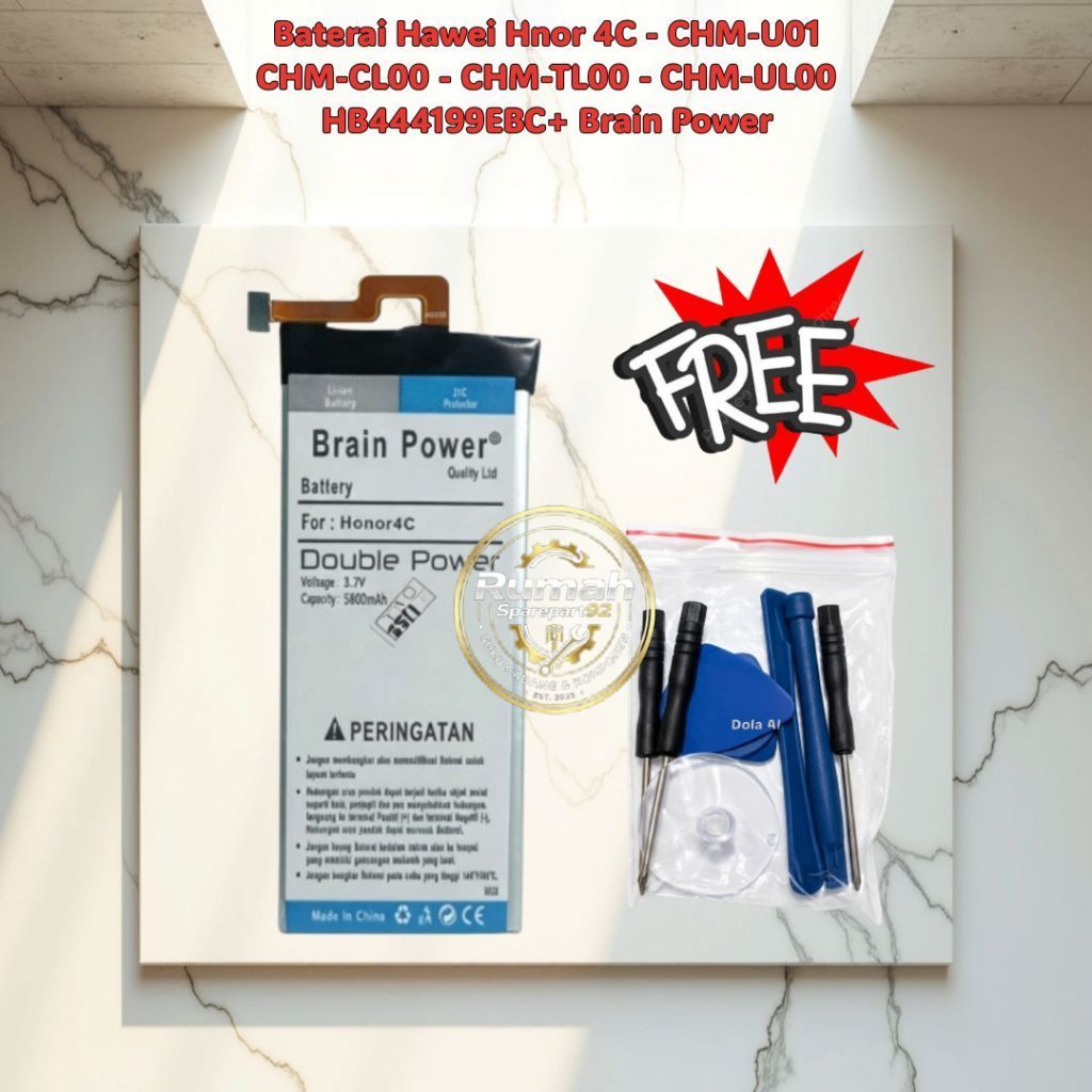 Baterai Hawei Hnor 4C - CHM-U01 - CHM-CL00 - CHM-TL00 - CHM-UL00 - HB444199EBC+ Brain Power