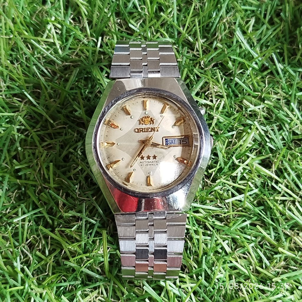 JAM TANGAN VINTAGE PRIA ORIENT 3 BINTANG AUTOMATIC 21 JEWELS