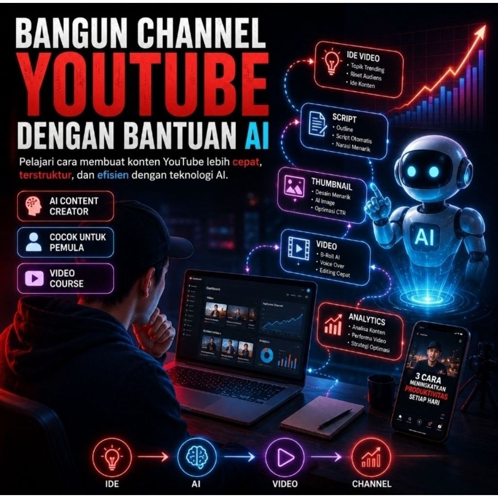 Kelas YouTube AI | Belajar Jadi Content Creator YouTube dengan AI | Tutorial Buat Konten, Script, Vi