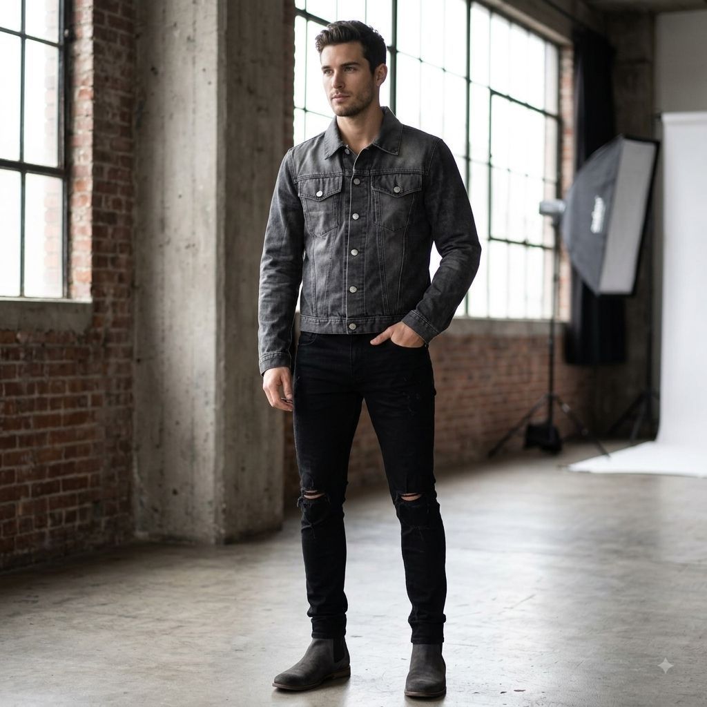 Helmut Lang 1996 Faded Black Denim Jacket Men's Made in Italy Authentic