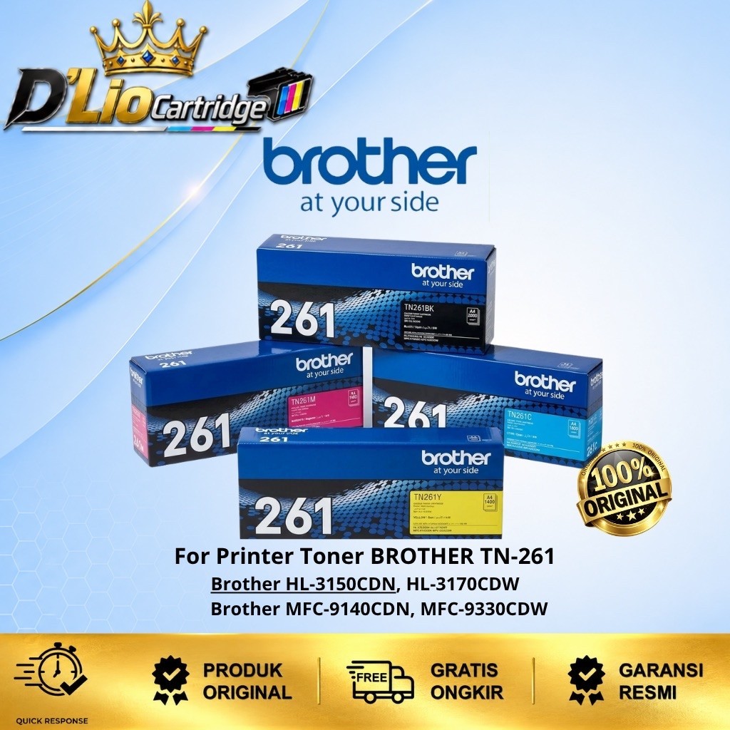 Toner Brother TN-261 Original  HL-3150CDN, HL-3170CDWMFC, MFC-9140CDN, MFC-9330CDW