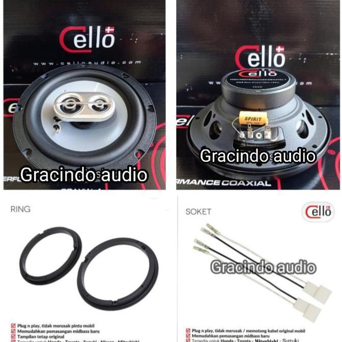 Speaker Coaxial 3way Cello + Ring + Kabel Soket PNP Suzuki Ertiga