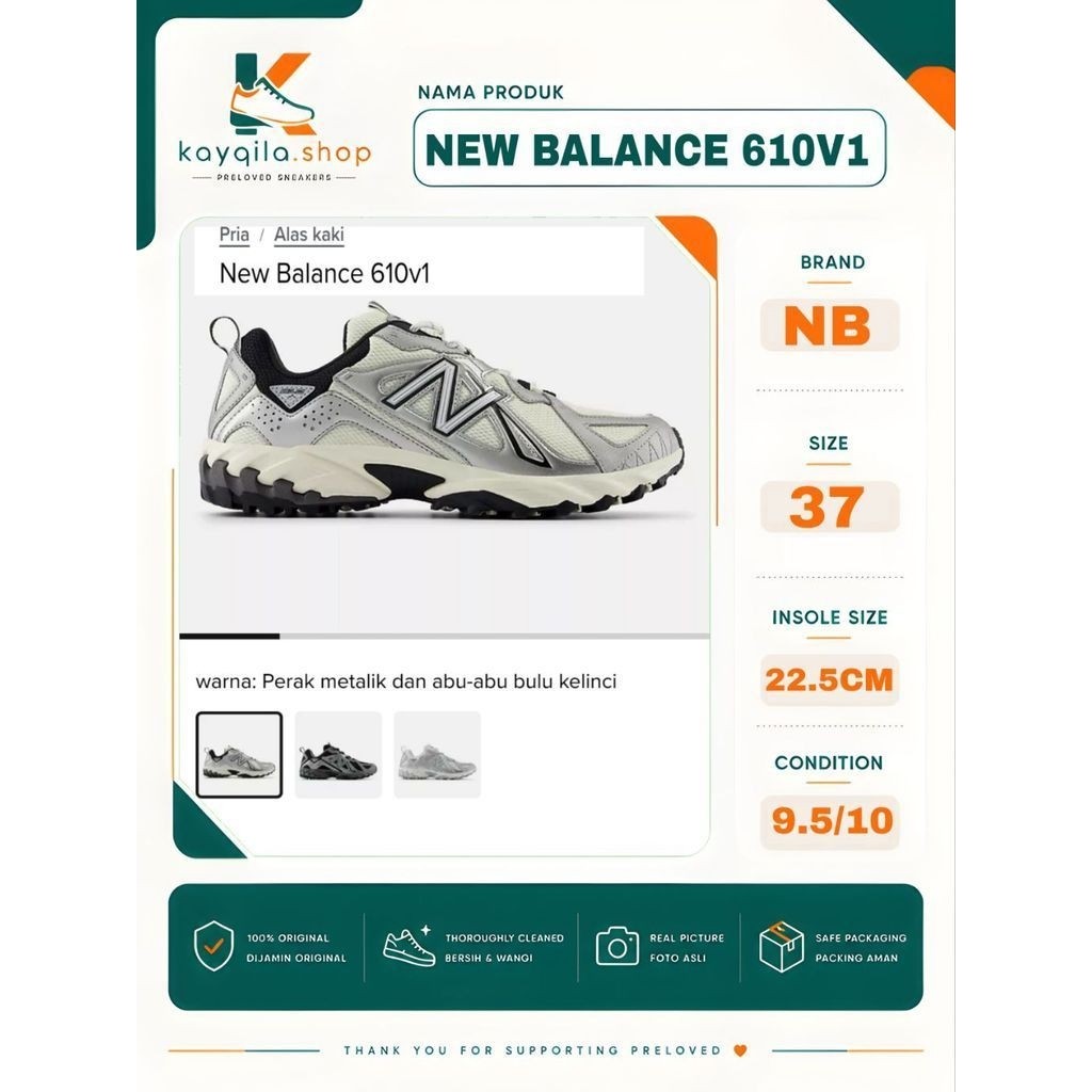 Sepatu New Balance NB 610 Size 37 Preloved Second Original