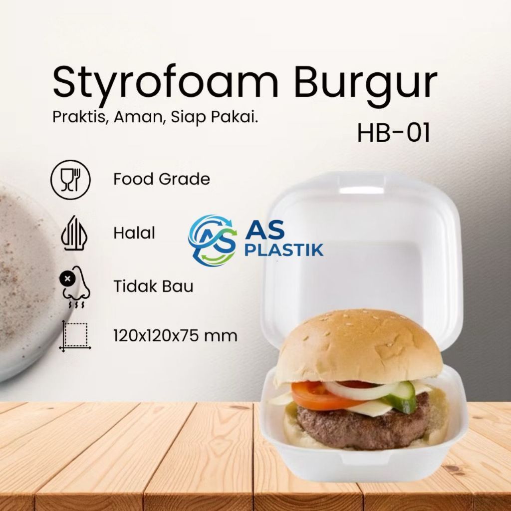 100 pcs Kotak Makanan Styrofoam Burger - Grosir murah