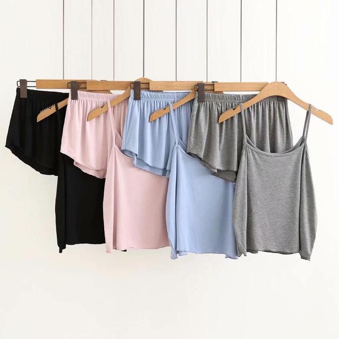 King Store ID - MS Baju tidur wanita set tanktop hotpants setelan piyama jumbo big size kamisol teng