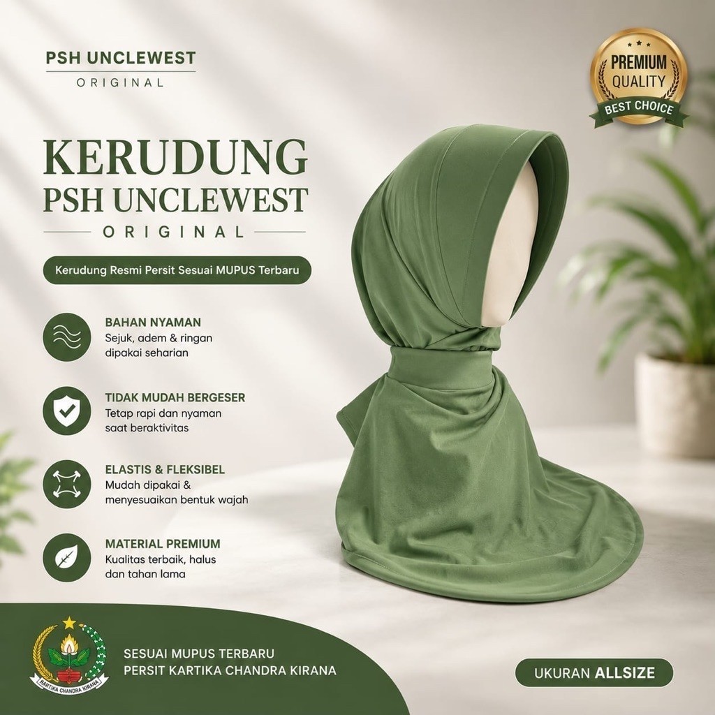 Kerudung PSH Unclewest Original Persit | Kerudung Resmi Persit Sesuai MUPUS Terbaru | Allsize