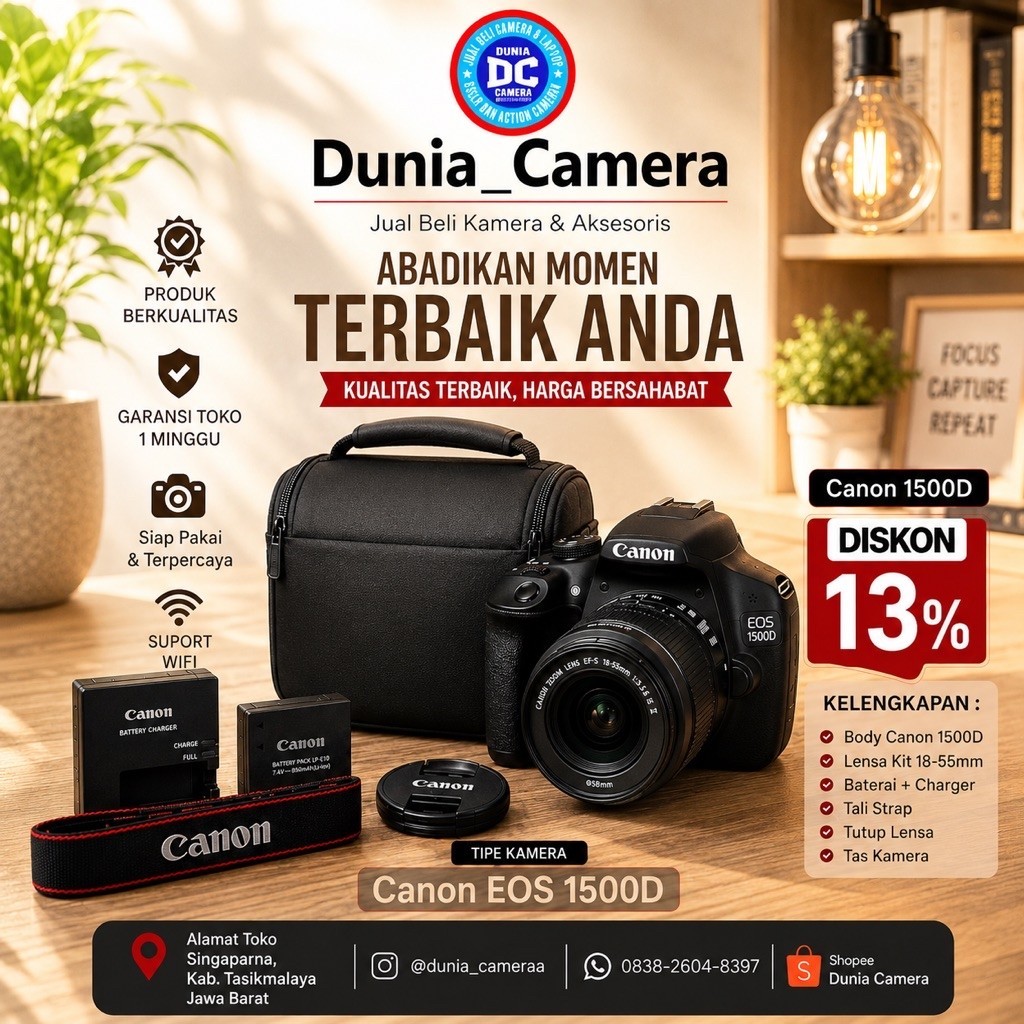 Canon 1500d bekas mulus no vignet