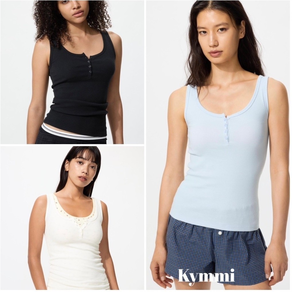 UNIQLO Henley Neck Sleeveless Top