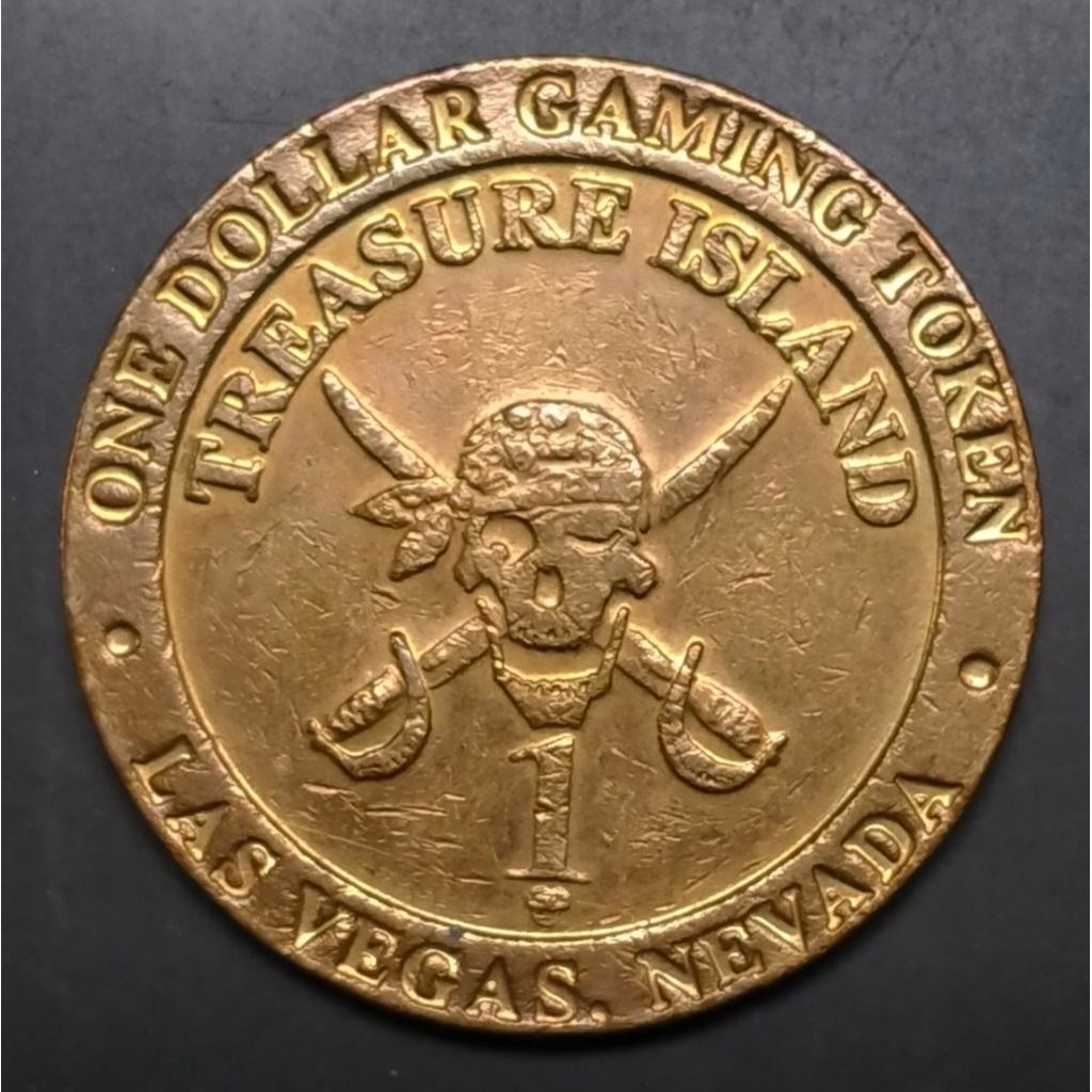Token Casino Amerika Treasure Island Nevada 1 Dollar Las Vegas Ukuran Besar