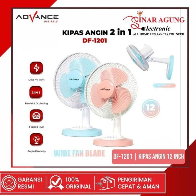 EVAHI ADVANCE DF-1201 / DF1201 KIPAS ANGIN 12 INCH 2 1 IN 1 MEJA DINDING