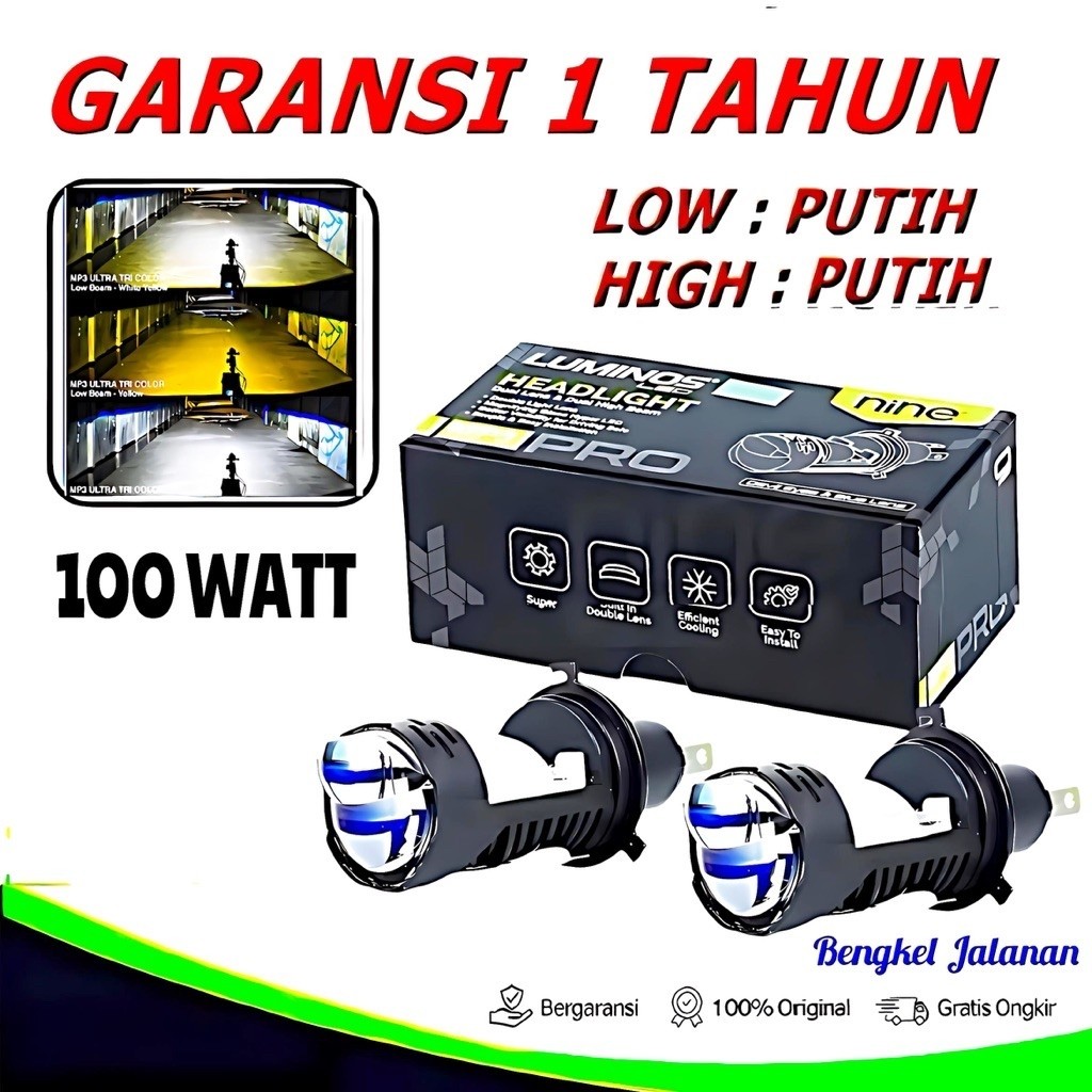 Luximos Lampu Utama Led H4 Mobil mini Laser Projektor Luminos MP3 H4 billed 50watt aksesoris mobil