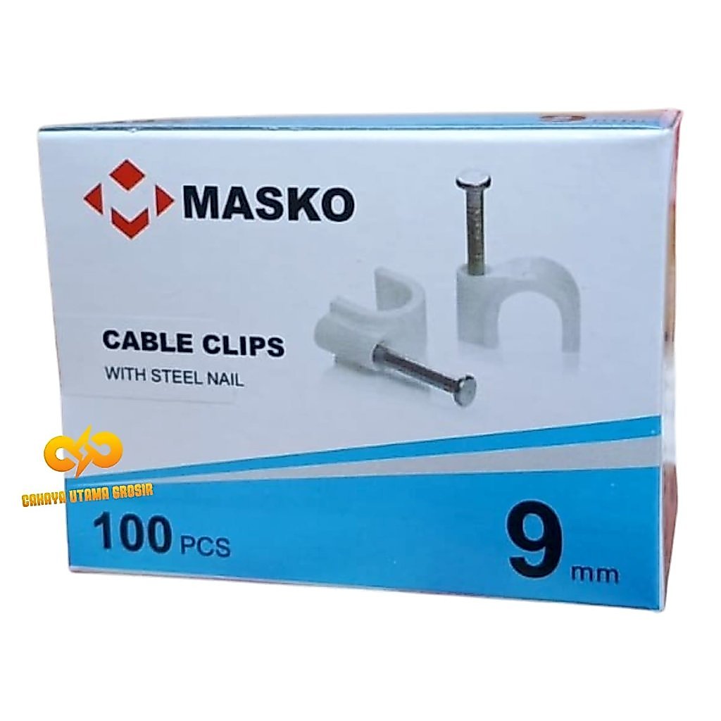 MASKO Klem Supra Box 9mm Klem Kabel Paku Beton Baja KOTAK isi 100 pcs