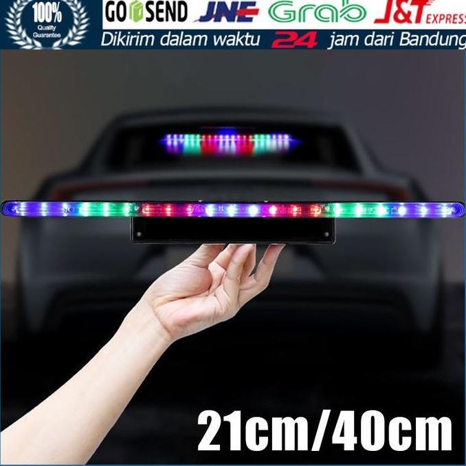 LIVINMART Lampu LED RGB Rem Bagasi Belakang Mobil hias Running Tempel Kaca Mobil