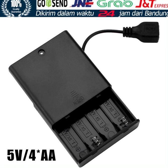 TJANMON 4 Slot Battery Holder 4xAAA 4 x AAA Baterai Case Box Kotak Tempat Baterai
